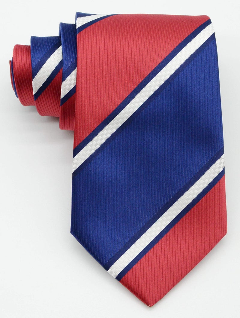 Geotae Zerun New Classic Men's Striped Silk Tie Necktie (Blue/Red) - Image 5